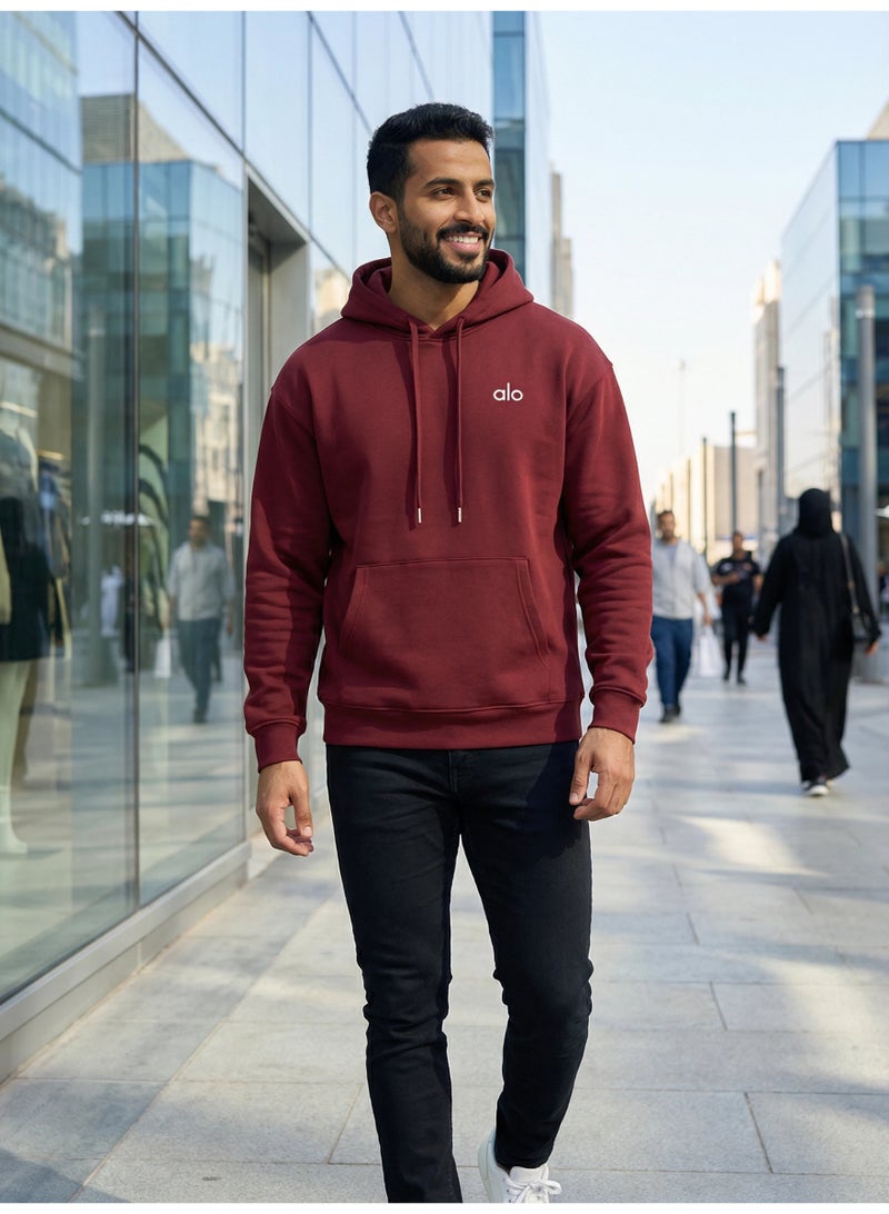 Alo Yoga Alo Unisex American Vintage Hoodie - Solid Color Loose Fit Cotton Hooded Sweatshirt for Casual  Sport Wear - Image 2